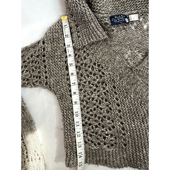 Anthropologie Hand Knit by Dollie Wool Blend Y2K Brown Sweater Knit Collar sz M - Picture 12 of 12